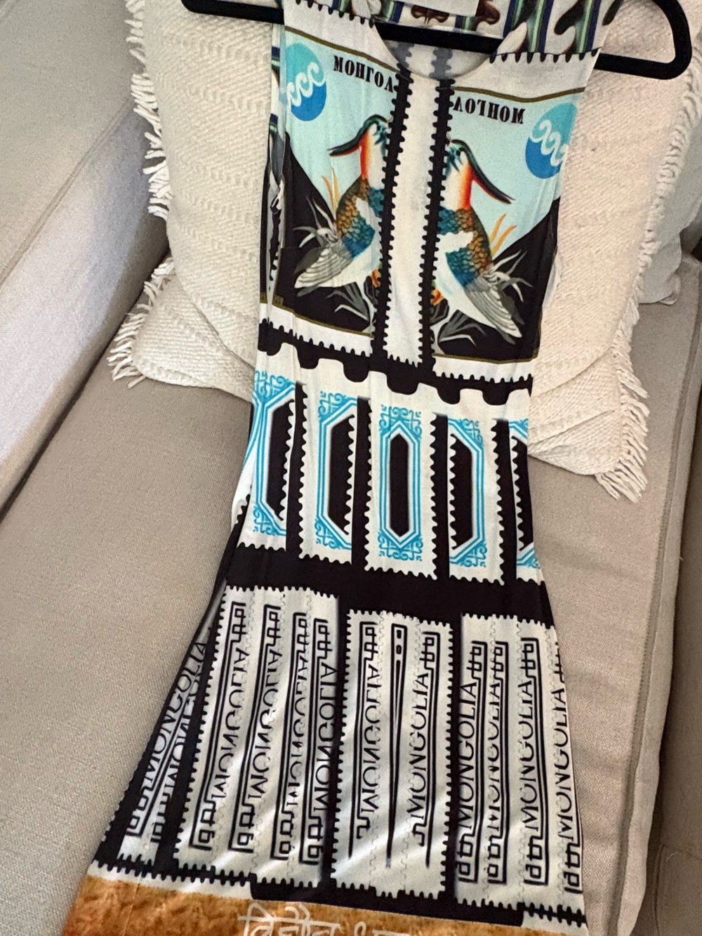 MARY KATRANTZOU Black, White & Aqua Graphic classic dress